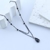 Gothic Y-Drop Necklace - Black Red Crystal Teardrop Choker, Punk Vintage Jewelry - 3 of 4
