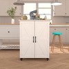 GlasFlength Kitchen Carts and Islands Rolling Kitchen Table Storage Island Mobile Buffet Server Table for Dining Room, White, 27.36"*19.68"*35.55" - 2 of 4