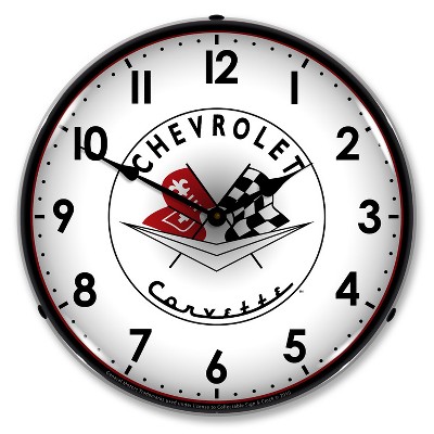 Collectable Sign & Clock | 1956-57 Corvette logo LED Wall Clock Retro/Vintage, Lighted