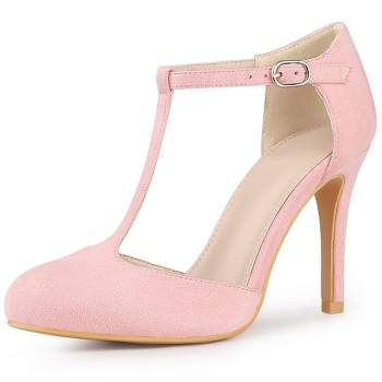 Womens Nikia Parfait Pink Satin Crystal Ankle-Strap Pointy-Toe High-Heel  Dressy Pump