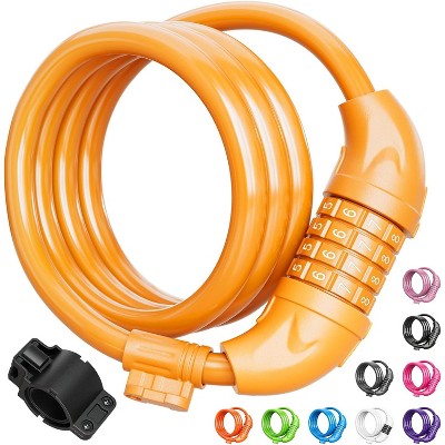 Bike Lock, Bicycle Lock 4 Feet Cable Lock 1/2 Inch Resettable Bike Lock Combination with Mounting Bracket, Bike Accessories for Bicycle