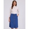 Allegra K Women's High Waist Solid Button Front A-Line Belted Corduroy Midi Skirt - 2 of 4