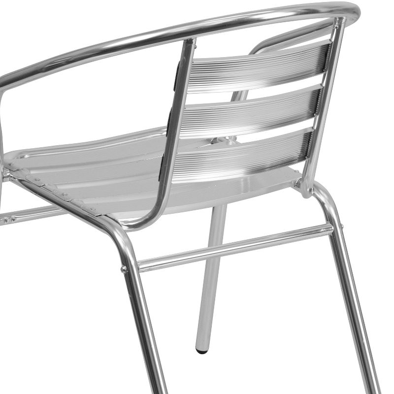 Flash Furniture Commercial Aluminum Indoor-Outdoor Restaurant Stack Chair with Triple Slat Back and Arms, 6 of 13