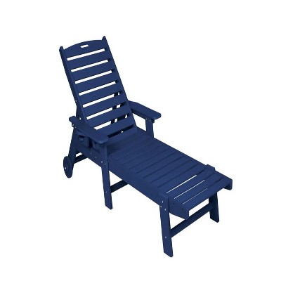 75.2'' Lounge Chair Outdoor with 5 Positions Patio Lounge Chair with Wheels & Cup Holder\Blue