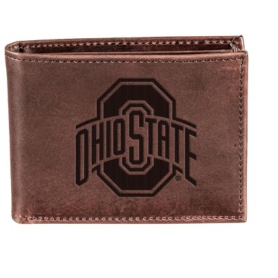 Evergreen NCAA Ohio State Buckeyes Brown Leather Bifold Wallet Officially Licensed with Gift Box