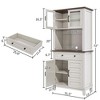 72" Tall Pantry Cabinet with 2 Glass Doors, Storage Drawers, Farmhouse Kitchen Hutch, Adjustable Shelves - 2 of 4