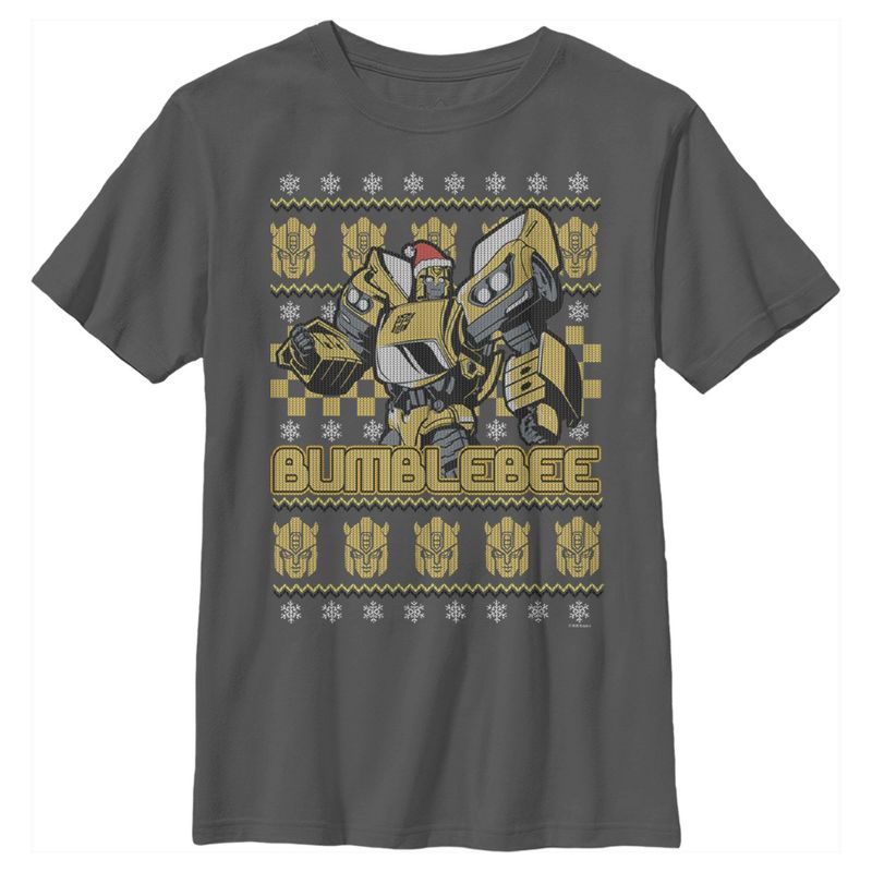 Boy's Transformers Bumblebee Ugly Xmas T-Shirt, 1 of 5