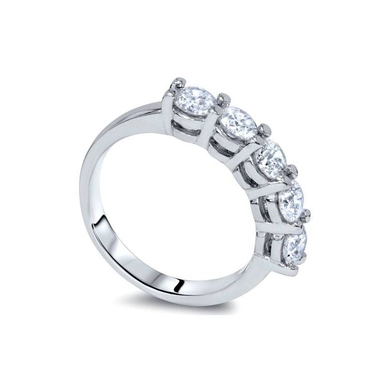Pompeii3 1/2ct Five Stone Diamond Wedding Ring 14K White Gold, 2 of 6
