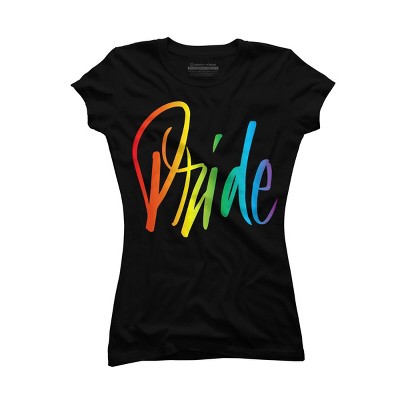 Adult Design By Humans Rainbow Cursive Letters Pride By machmigo T-Shirt
