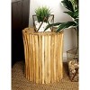 Olivia & May Contemporary Teak Wood Cylinder Side Table Brown: Handcrafted, No Assembly, Indoor Use - 2 of 4
