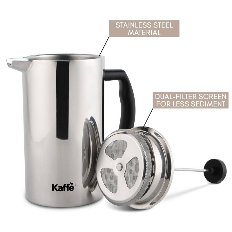 Kaffe French Press Coffee Maker. Food-Grade Double-Wall Stainless Steel, 3 of 7