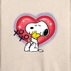Women's - Peanuts - Snoopy Woodstock Airbrush Heart Lightweight French Terry Wide Neck Long Sleeve Shirt - 2 of 4