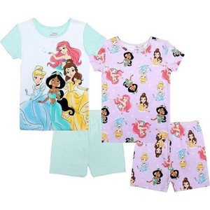 Disney Toddler Girl's Princess 4-Piece Cotton Pajama Sets - 1 of 4