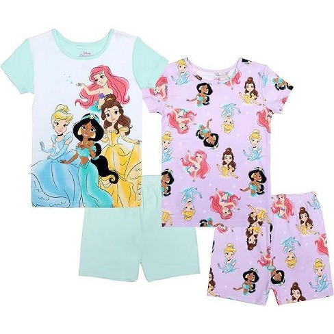 Disney Toddler Girl s Princess 4 piece Cotton Pajama Set Multi Princess 2t Target