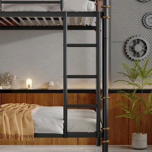 Gulches Industrial Detachable Convertible Metal Bunk Bed with Safety Guard Rails, Black, Twin XL over Twin XL - 1 of 4