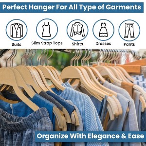 USTECH 10pc Eco-Space Savor Clothes Hanger Natural Wood - 1 of 4