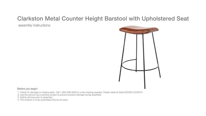 Clarkston Metal Counter Height Barstool with Upholstered Seat - Threshold™ designed with Studio McGee, 2 of 15, play video