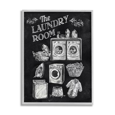 Stupell Industries Laundry Room Vintage Drawings Framed Giclee Art