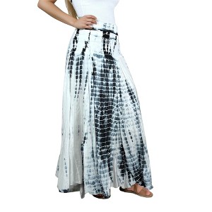Agan Traders Women's Boho Summer Tie-dye High Waistband A Line Flared Maxi Skirt - 1 of 4