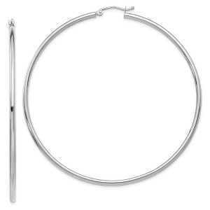 Black Bow Jewelry 2.5mm, 14k White Gold Classic Round Hoop Earrings, 65mm (2 1/2 Inch) - 1 of 4