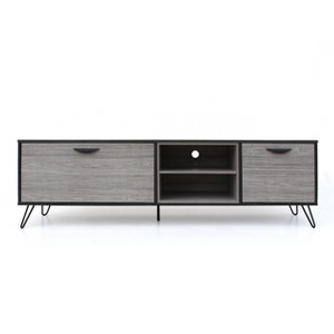 GDFStudio Corona 71" Mid Century Modern TV Stand with Hairpin Legs, Grey Oak/Black - 1 of 4