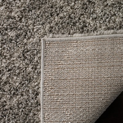 Luxurious Gray Square Hand-Knotted Shag Area Rug