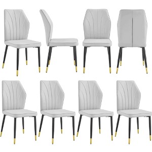 XINGHANZHENXUAN Multicolored 8 Piece Stylish PU Leather Dining Chairs with Cushion & Metal Legs, Ergonomic Design for Home & Office Use - 1 of 4