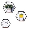 Homy Casa Wall Mounted Metal & Wood Floating Shelves Set of 3, Black - 2 of 4