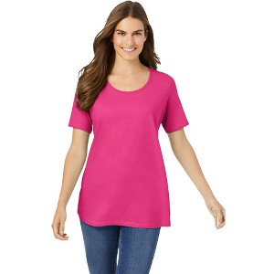 Woman Within Women's Plus Size Perfect Short-Sleeve Scoopneck Tee - 1 of 4