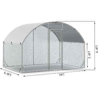 Large Metal Chicken Coop, Walk-in Wire Mesh Chicken Run, Rabbits Duck Cages with Waterproof and Anti-Ultraviolet Cover for Outside