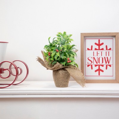 Set of 2 Red and White Wooden Holiday Slogan Plaques