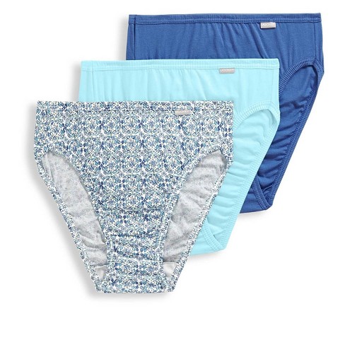 Jockey Womens Plus Size Elance French Cut 3 Pack Underwear Cuts 100% cotton  9 Mint Petal/Nordic Blue/Medallion Bloom