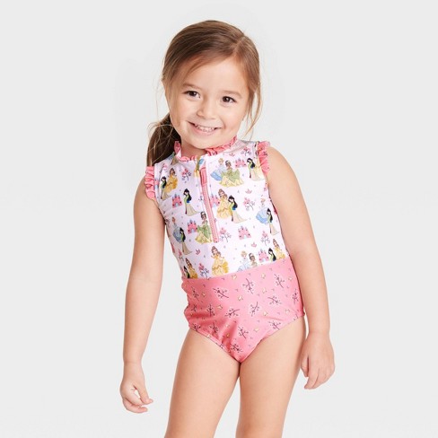 Toddler Girls' Disney Princess One Piece Swimsuit - Pink 18m : Target