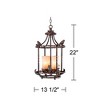 Franklin Iron Works Wrought Bronze Pendant Chandelier 13" Wide Rustic Scavo Glass 4-Light Fixture Dining Room House Foyer Kitchen - 4 of 4