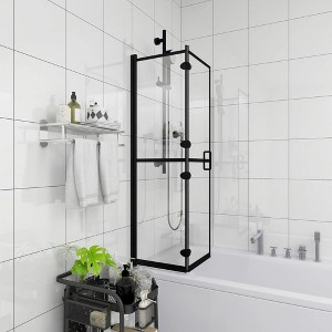 VidaXL Folding Shower Enclosure ESG 47.2 in.x55.1 in. Black - 1 of 4