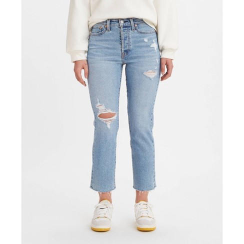 Levi's® Women's High-rise Wedgie Straight Cropped Jeans - Medium Indigo  Destructed 25 : Target