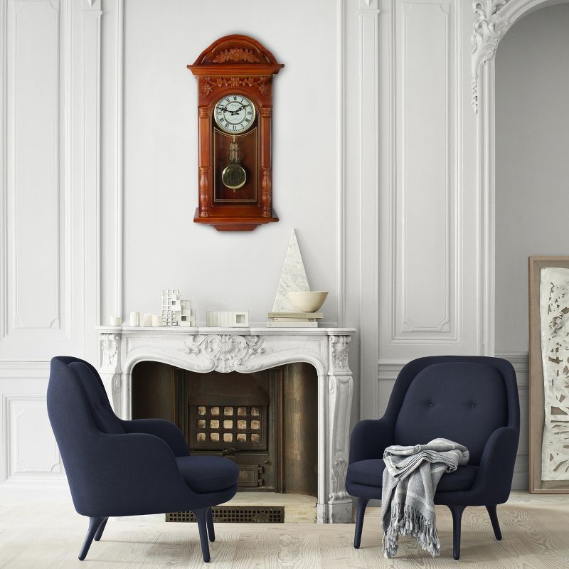 Bedford Clock Collection 27.5 Inch Oak Finish Pendulum Wall Clock, 5 of 7