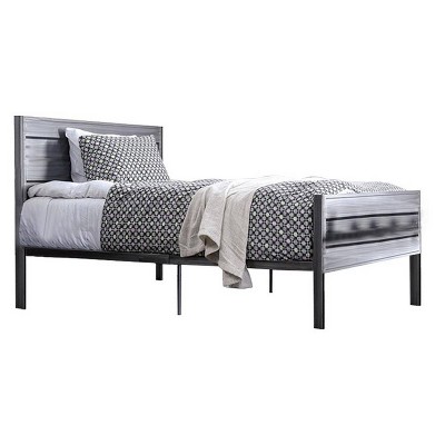 Full Bed with Corrugated Panel Details Silver - Benzara