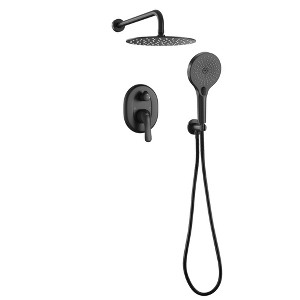 CASAINC 10 inches Wall Mounted Dual Shower System with 3 Mode Handheld Spray, Black - 1 of 4