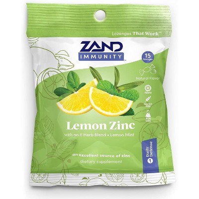 Zand Immunity Lemon Zinc HerbaLozenge, 15 Count, CASE OF 12
