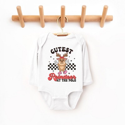 The Juniper Shop Cutest Reindeer At The Pole Baby Long Sleeve Bodysuit - 18 Month - White