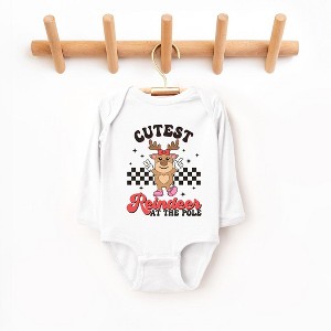 The Juniper Shop Cutest Reindeer At The Pole Baby Long Sleeve Bodysuit - 6 Month - White - 1 of 3
