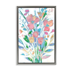 Stupell Industries Pastel Joyful Bouquet Black Framed Floater Canvas Wall Art - 1 of 4