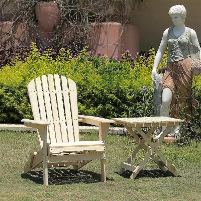 CAVINAS Foldable Square Patio Table,Solid Wood Outdoor Side Table,Space-Saving End Table for Backyard,Balcony,Garden,Natural Wood