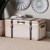 Baxton Studio Nevio Canvas Storage Trunk Beige/Coffee/Black - 2 of 4