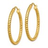 Chisel Stainless Steel Polished and Textured Yellow IP-plated Hollow Hoop Earrings - 4 of 4