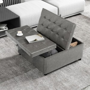 TYBOATLE 35.5'' Square Ottoman with Storage, Large Ottoman Coffee Table, 500 lb Large Ottoman with Storages for Living Room, Black - 1 of 4