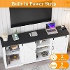 TackView 70" Farmhouse TV Stands for 80" TVs, Rustic Wooden Entertainment Center with Adjustable Shelves & Sliding Barn Door - 2 of 4
