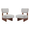 [Gray+White Set of 2] Modern lounge chair with polyester fabric and sturdy wooden base, simple design, stylish and comfortable. - 3 of 4