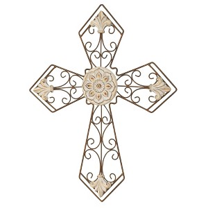 Dicksons Flue De Lis Patina 16.5 x 20.5 Metal Hanging Wall Cross - 1 of 1